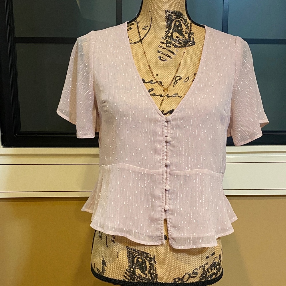 Express Light Pink V-Neck Blouse. Sz XSmall. EUC